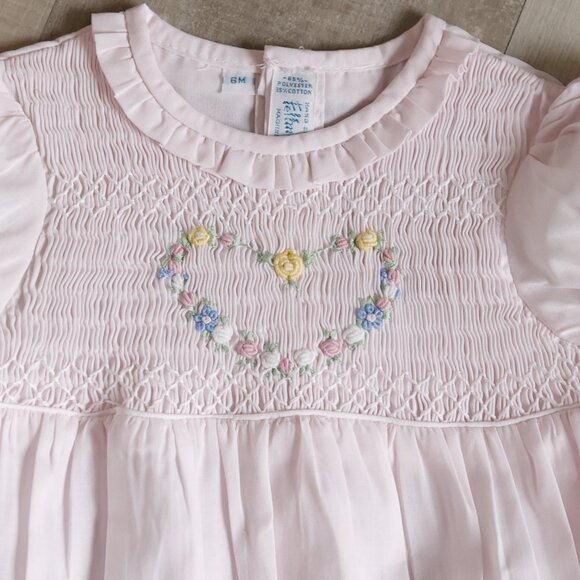 Pink Smocked Heart Romper Bubble Heirloom Feltman Brothers PRECIOUS NWT - Picture 2 of 4
